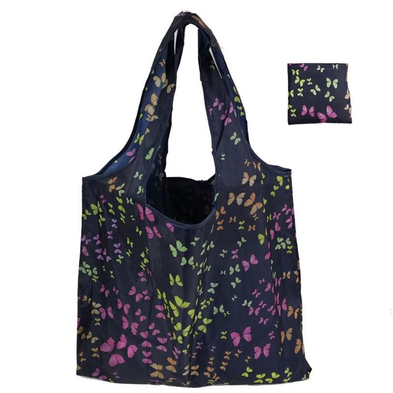 Nylon faltbare recycelbare Einkaufstasche umweltfreundliche wiederverwendbare Einkaufstasche für Damen, Tasche für Obst Gemüse Lebensmittel, mit Blumenmuster