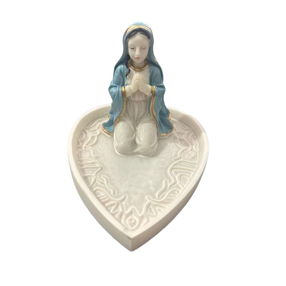 

Resin Virgin Mary Rosary Holder Elegant Timeless Charm Virgin Mary Jewelry Stand Decorative Storage Tray Necklace Rings