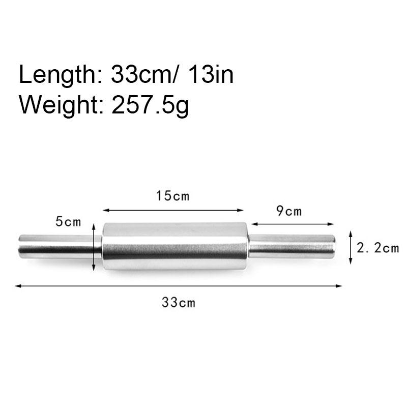 Stainless Steel Rolling Pin Non-stick Pastry Dough Roller Baking Pizza Making