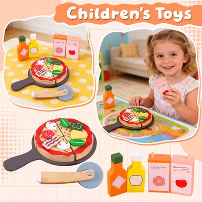 Wooden Simulation Pizza Toy For Children, Simulation Play Toy Set For Children