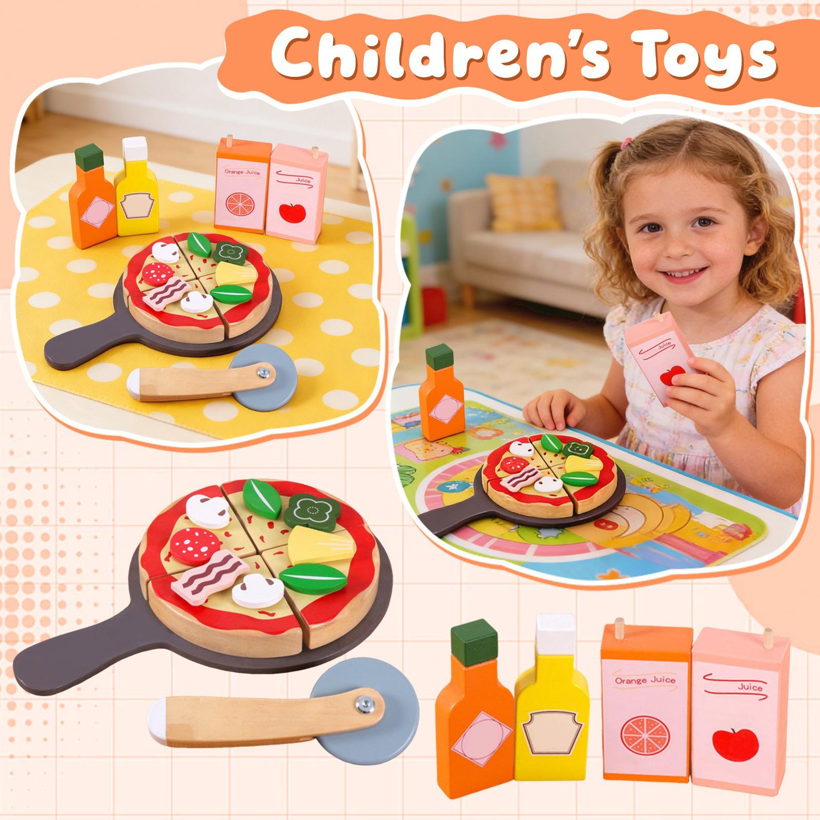 

Wooden Simulation Pizza Toy For Children, Simulation Play Toy Set For Children One Size