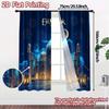 2pcs, 2D FLAT PRINTING Curtains (Without Rod) Eid Celebration Chic Creative Curtains Semi-Sheer Curtains Outdoor Decorations