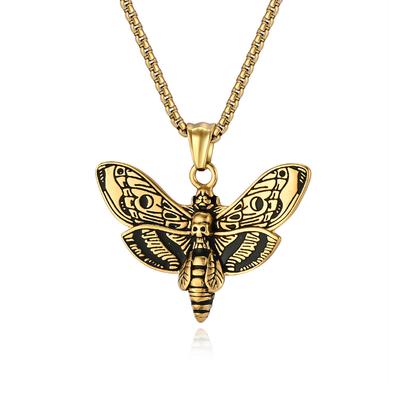 Hip -Hop Style Skull Ghost Head Butterfly Titanium Steel Necklace Niche Personality Trendy Men 'S Wear Pendant
