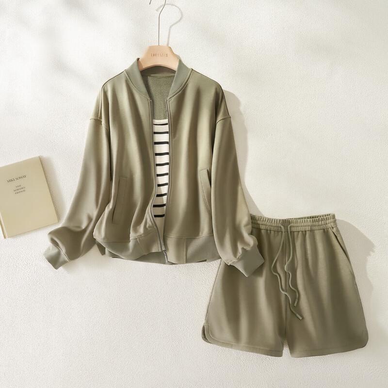 IHIMI Women s Outdoor Baseball Jacket & Shorts Set S мох зеленого