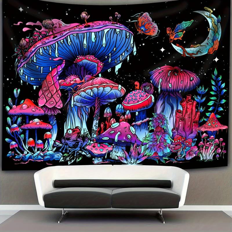 VIKAMA psychedelic mushroom fantasy forest tapestry bedroom bedside esports room bar party background tapestry atmosphere decor