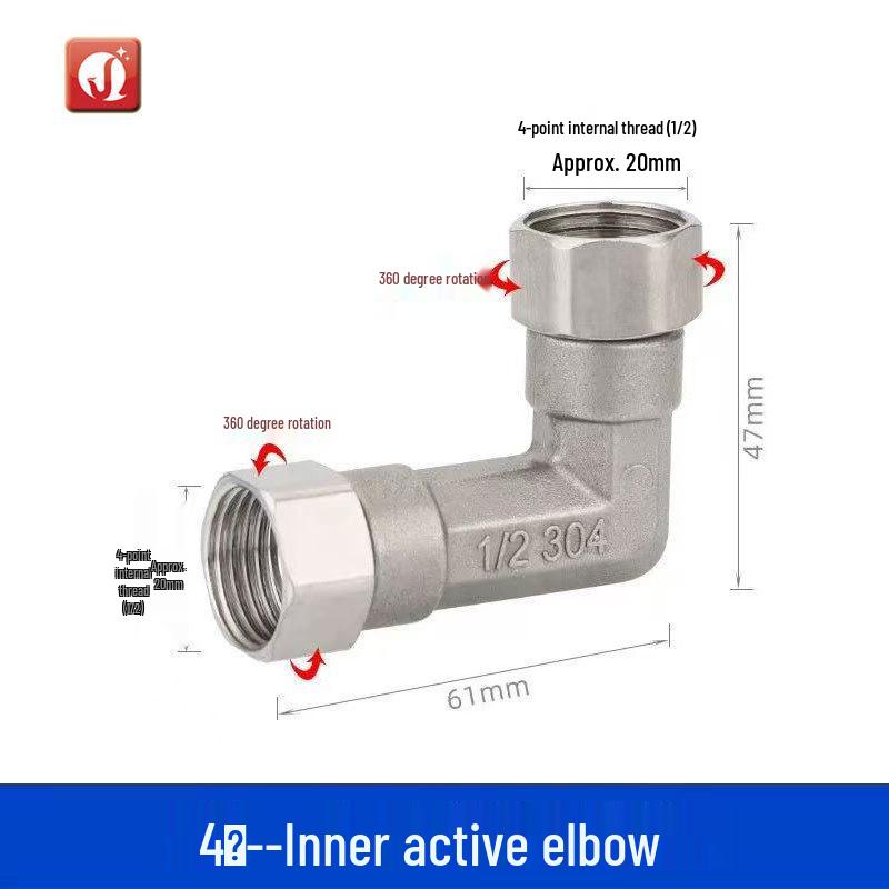 Válvula Angular em L de Aço Inoxidável de 4 Vias com Rosca Macho/Fêmea e Conjunto de Conexões para Tubo de Água em Cotovelo