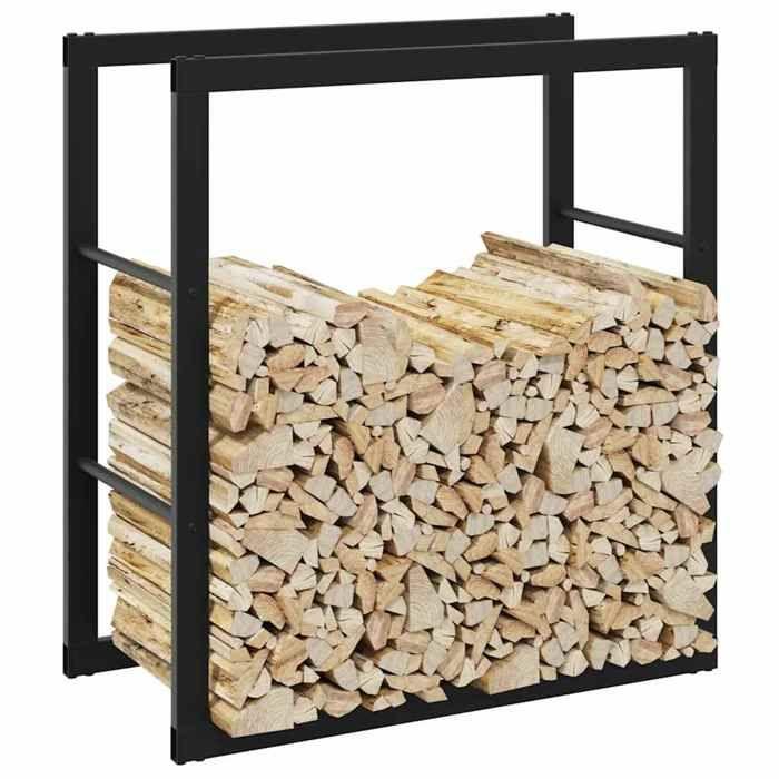 VidaXL Portant de bois de chauffage noir 55x30x61 cm acier, porte-bûches, étagère à bois, support de stockage de bois de 4018464