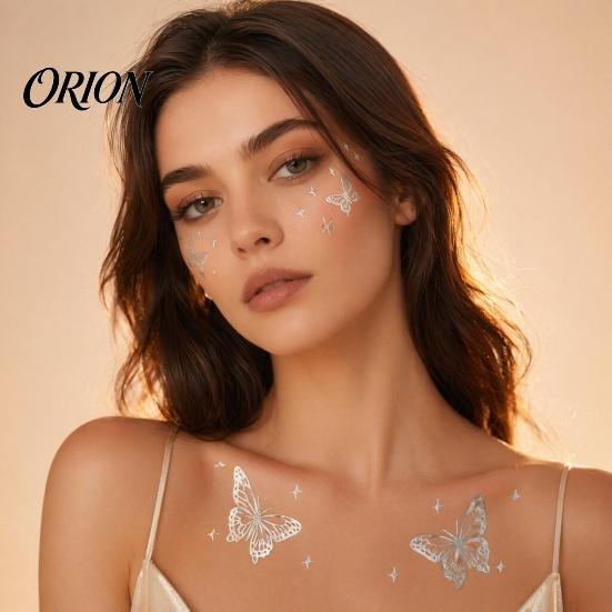 Adult Child Fake Tattoos Golden Silver-color Metallic Tattoo Sticker for Women Girls, Temporary Stickers Face Body Arm Decoration, Waterproof