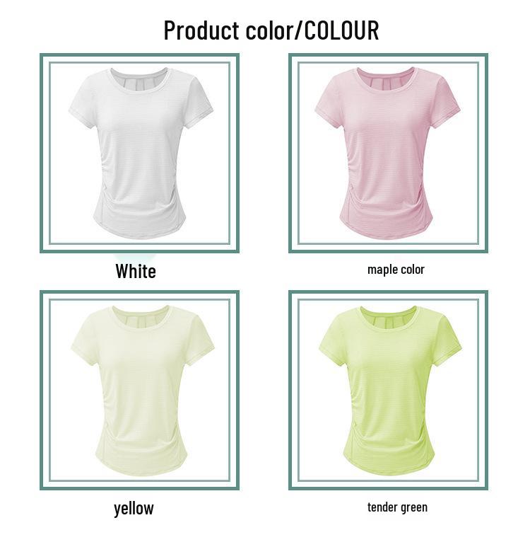 Stylish Quick-Dry Yoga Cover-Up: Spring/Summer Short Sleeve Fitness Wear with Beautiful Back Design for Women