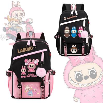 Labubu Printed Student Schoolbag Multi-function Large Capacity Backpack with USB Port