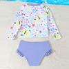 2026 Girls' Long Sleeve Two-Piece Swimsuit Set - Toddler Swimwear
