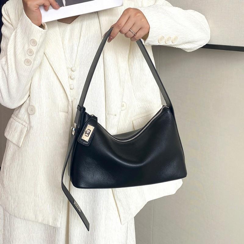 Hot Genuine Leather Women's Bag High-end French Style Armpit Trendy Pillow Top Layer Natural Drop Shoulder Women