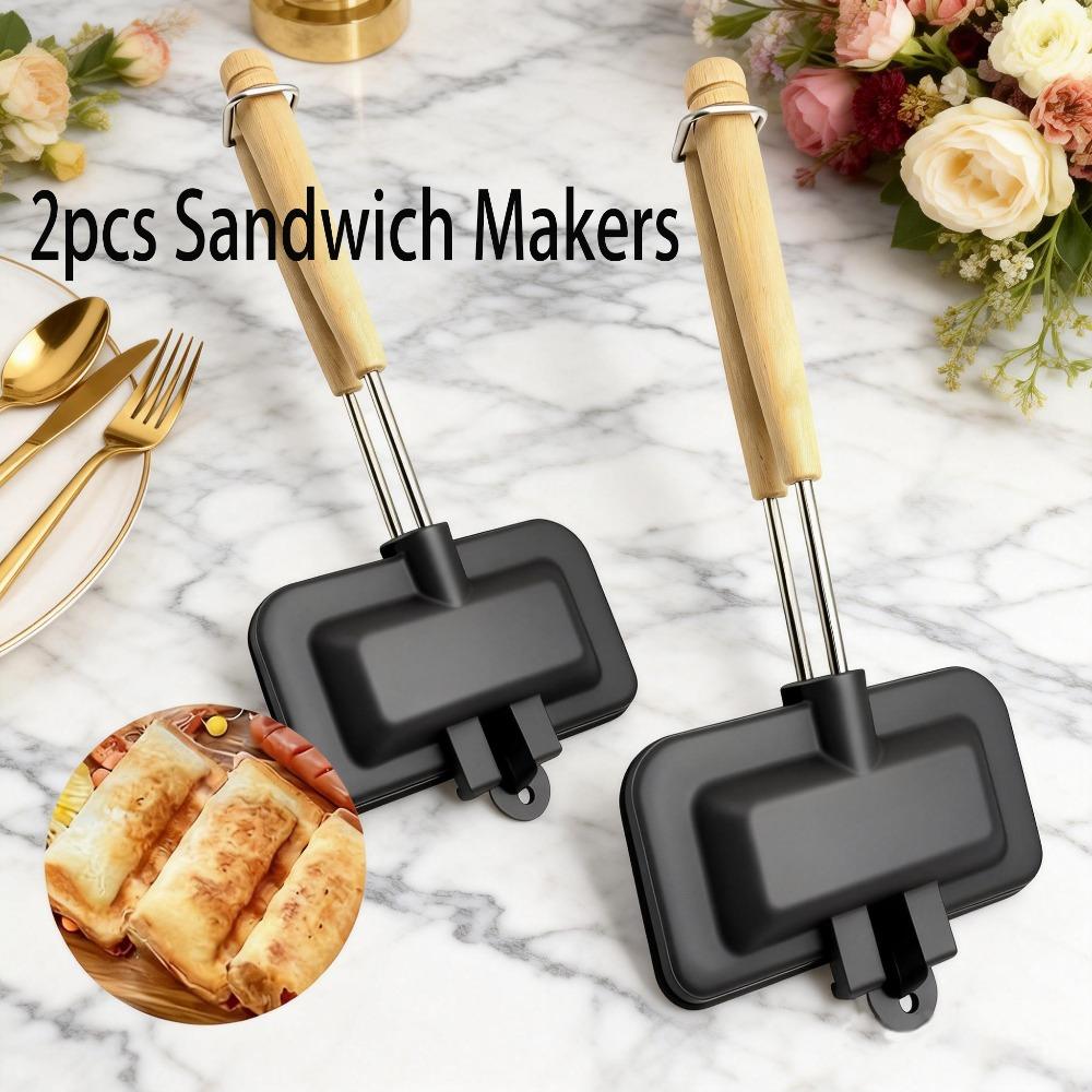 Non-stick Sandwich Pan, Aluminum, Double-sided Heating, Square