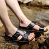 New 2025 summer men's sandals leather casual beach shoes men wear the first layer of cowhide cool slippers men's dual-use