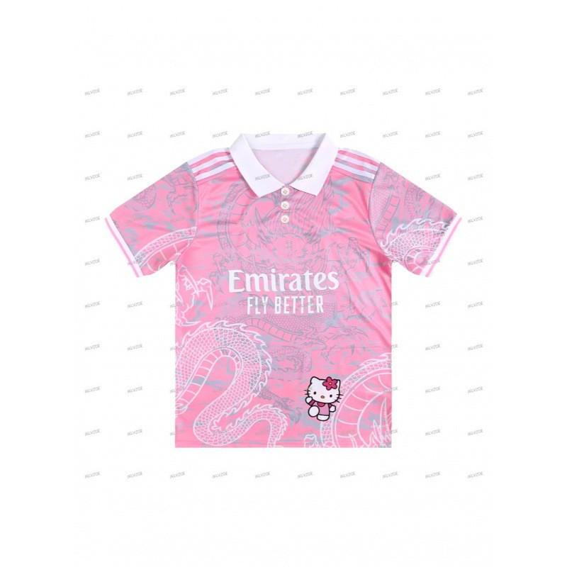 Hello Kitty 3D Digital Print Loose Fit Breathable Sporty Polo Shirt Cycling Outdoor Activities