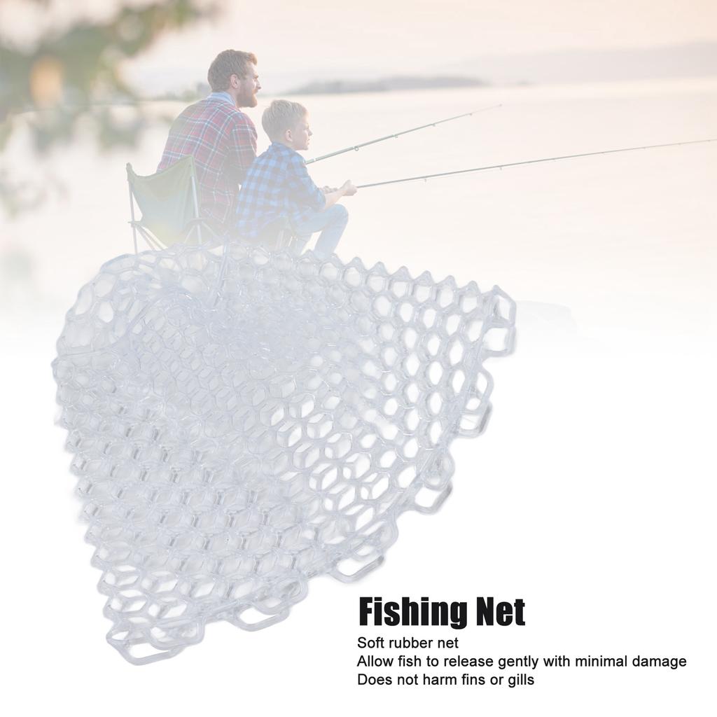 Fly Fishing Landing Net Collapsible Clear Rubber Replacement Bag for Angler White 21cm Depth