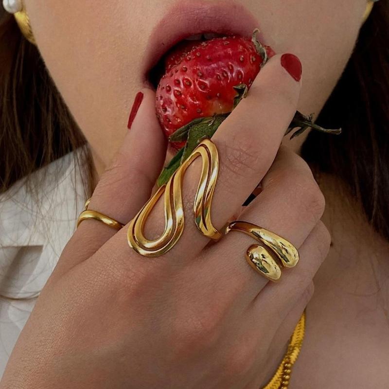 Irregular Dating Rings Adjustable Finger Rings Exaggerated Open Rings Finger Jewelry Suitable for Party and Daily