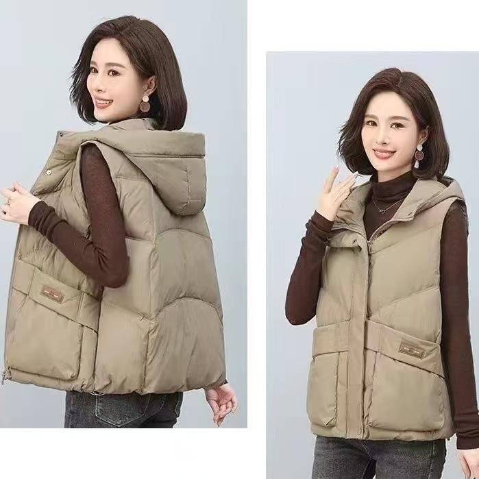 Down Vest Women Wear Autumn and Winter New White Duck Down Thickened Middle-aged Vest Vest Vest Jacket