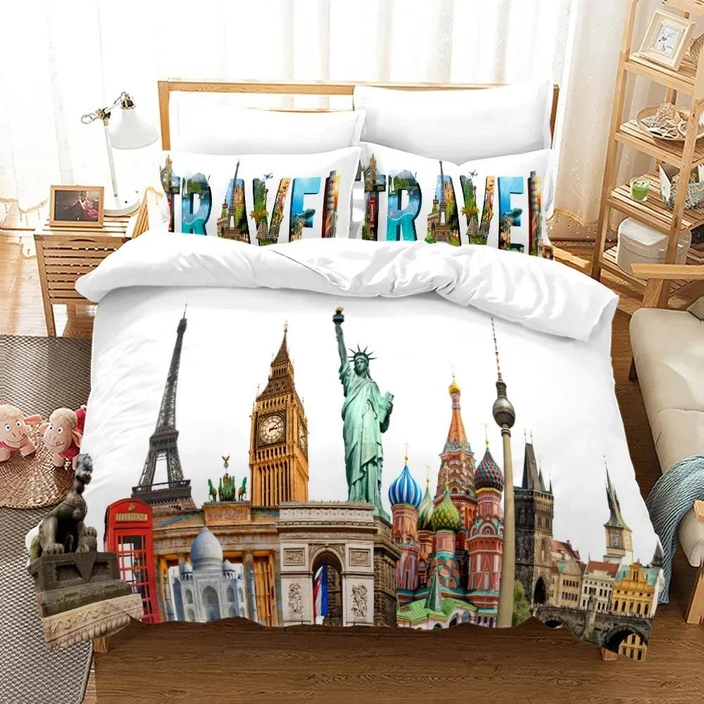 Statue Of Liberty Attractions In New York Bedding Set 3D Printed Suitable For Bedroom Duvet Cover Set With Pillowcases Kids