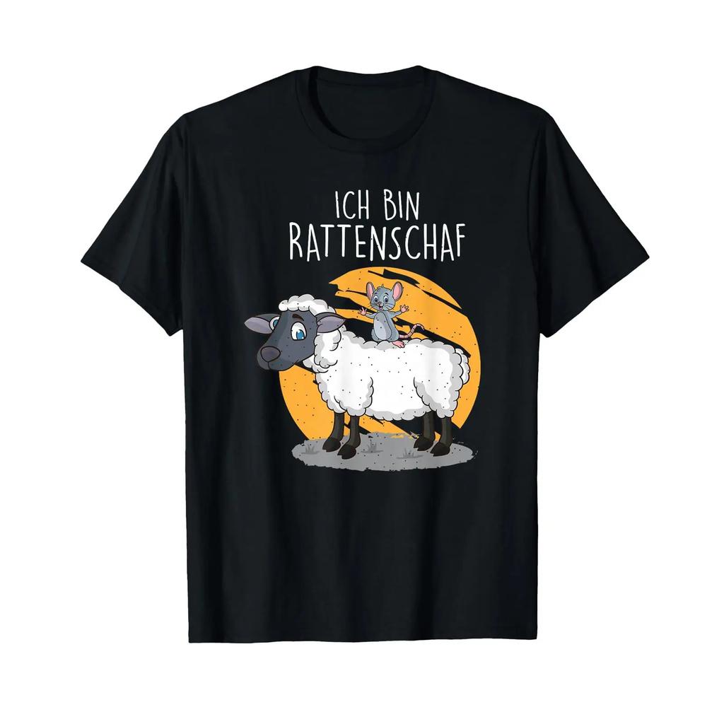 Ich Bin Rattenschaf Cute Rat Sheep Cartoon Funny Animal Pun For Lovers T Shirt Vintage Soft Comfortable Homme Casual
