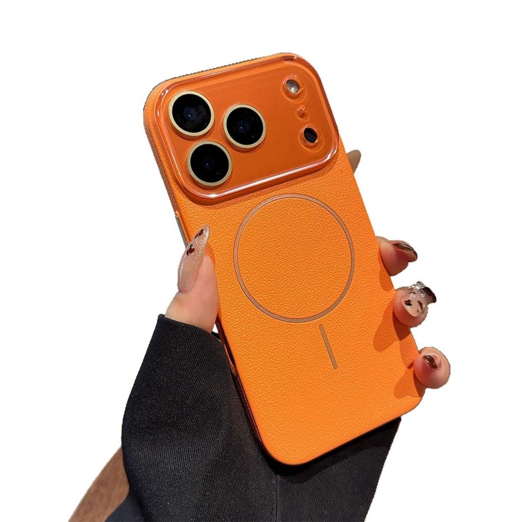 New Leather Texture Magnetic Phone Case for Apple 17PROMAX Anti Fingerprint Extremely Simple and Cute Color Magnetic Phone Case