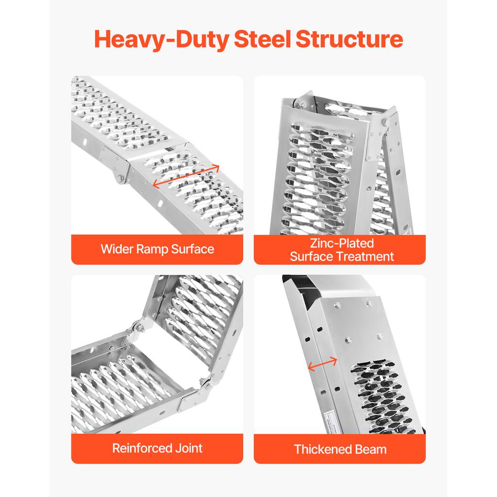 SucceBuy 1000lbs Steel Ramps 2Pcs Ramps with Wider Ramp Surface Universal Stable Loading Ramp with Handles Fit for ATV UTV Motor