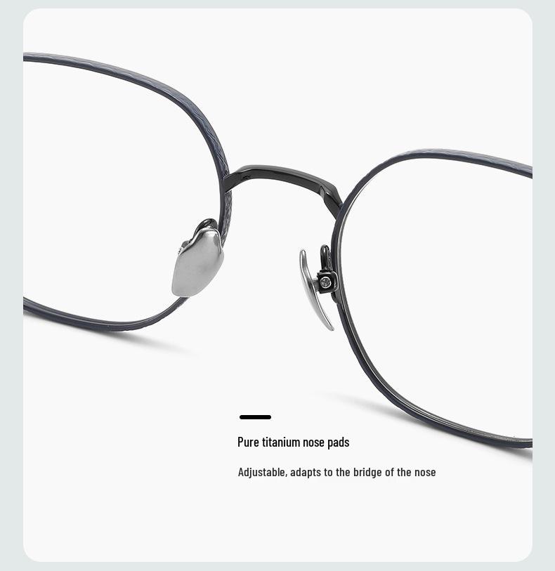 Retro Japanese Titanium Small Frame Myopia Glasses: High-Prescription, Polygonal, Wide Rim for Small Faces