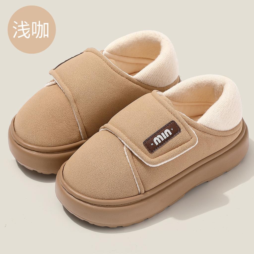 Velcro cotton shoes winter wear fashion home warm indoor non-slip thick-soled cotton slippers winter