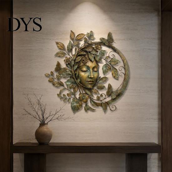 Dekorative Metallblätter und Ranken Waldgöttin Wandkunst, Eisenskulptur für Wohnzimmer Schlafzimmer, Hängendes Ornament im Bohemian Dekorstil, Natur