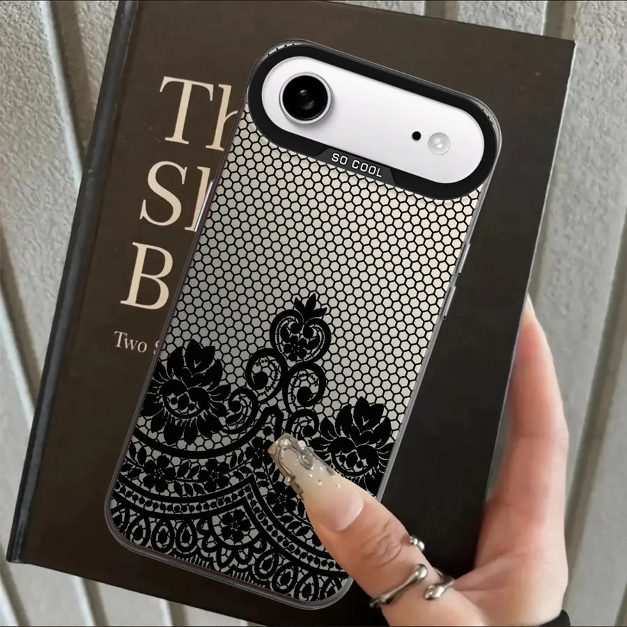 Back Phone Cover Case for iPhone 17 Pro Max 11 Air XS XR 15 Plus 13 Pro 16 14 12 Black Fashion Cool Lace