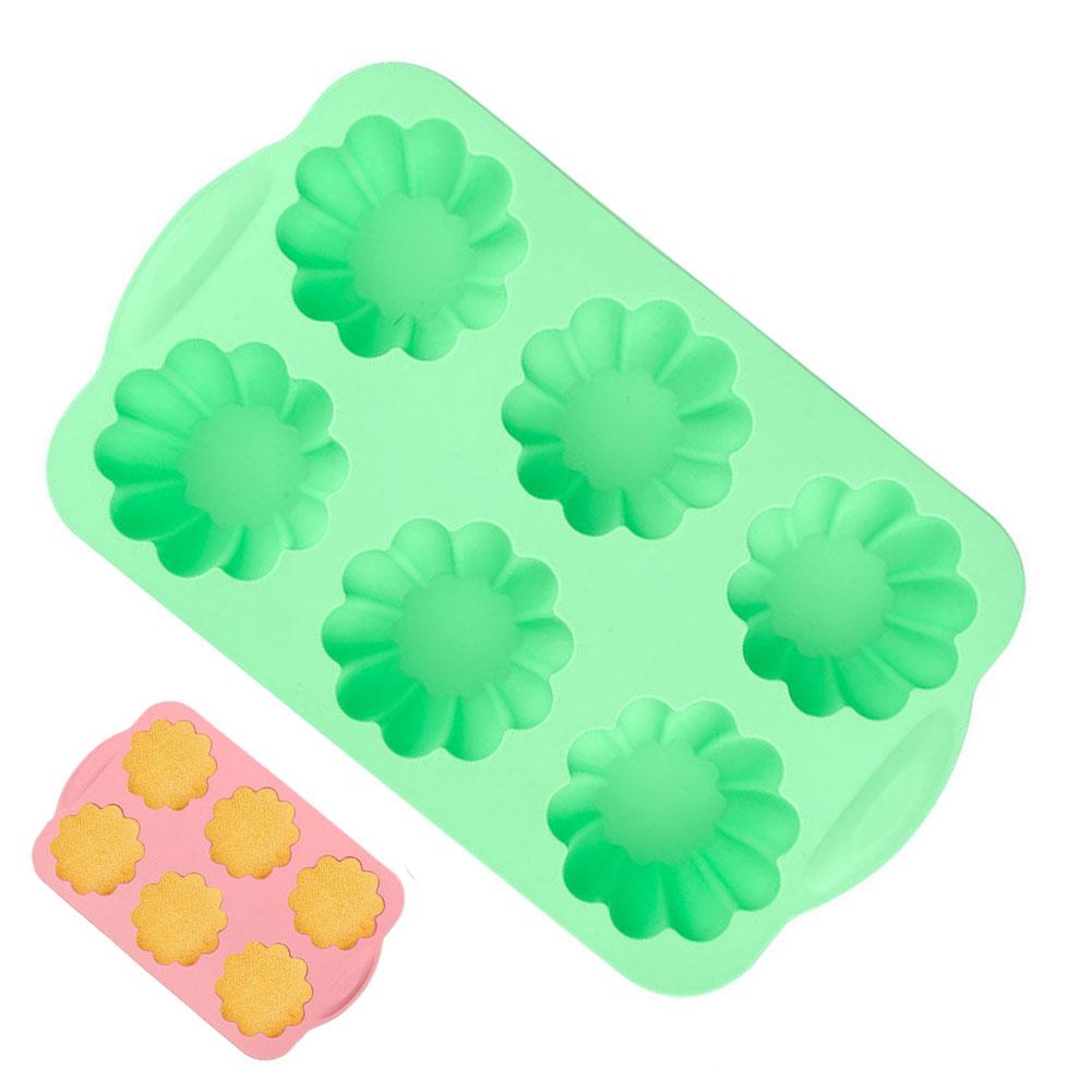 6-Cavity Silicone Flower Cake Mold Non-Stick Baking Mold for Wreath Ice Cubes,Chocolate, Mousse, Desserts – Silicone Muffin Pans