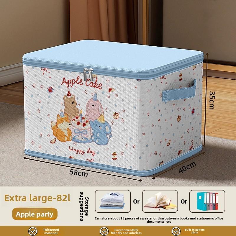 Collapsible Fabric Storage Bin With Cartoon Patterns For Bedroom Closet Organization