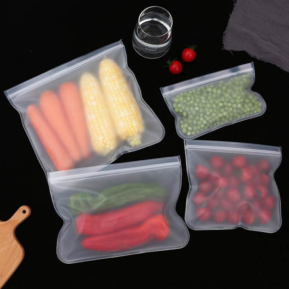 

4PCS/Set Zip-Lock Bag Peva Food Bag Fresh Storage Bag Divided Transparent Thickened Sealed Bag Refrigerator Storage Bag