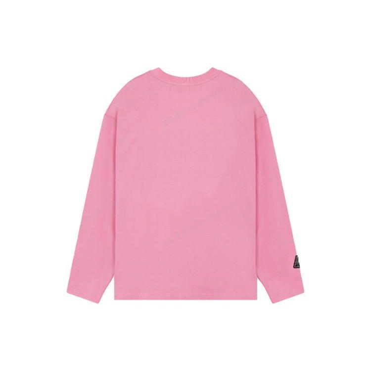 We11done Ss22 Round Logo Pattern Crew Neck Long Sleeve T-Shirt Unisex Tops Pink WD-TT1-22-648-U-PK