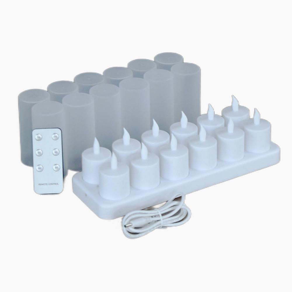 Moving Wick Warm White Yellow Flickering  Flameless Rechargeable Led Tealight Candles for Hotel Wedding Decoration