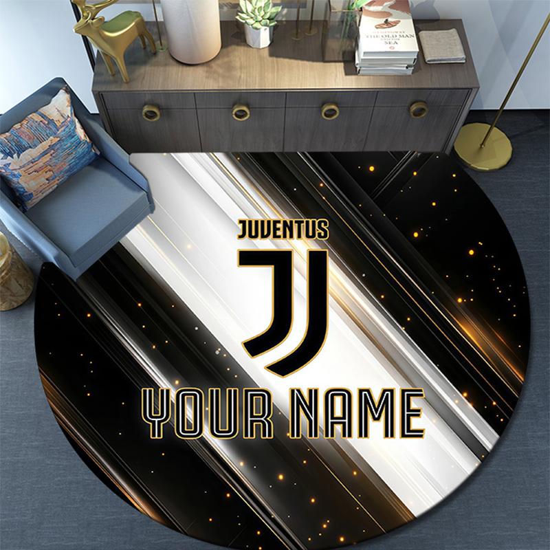 Custom Name Juventus2 Round Area Rug,Carpet Rug for Living Room Bedroom Sofa Playroom Decor,Non-slip Floor Mat