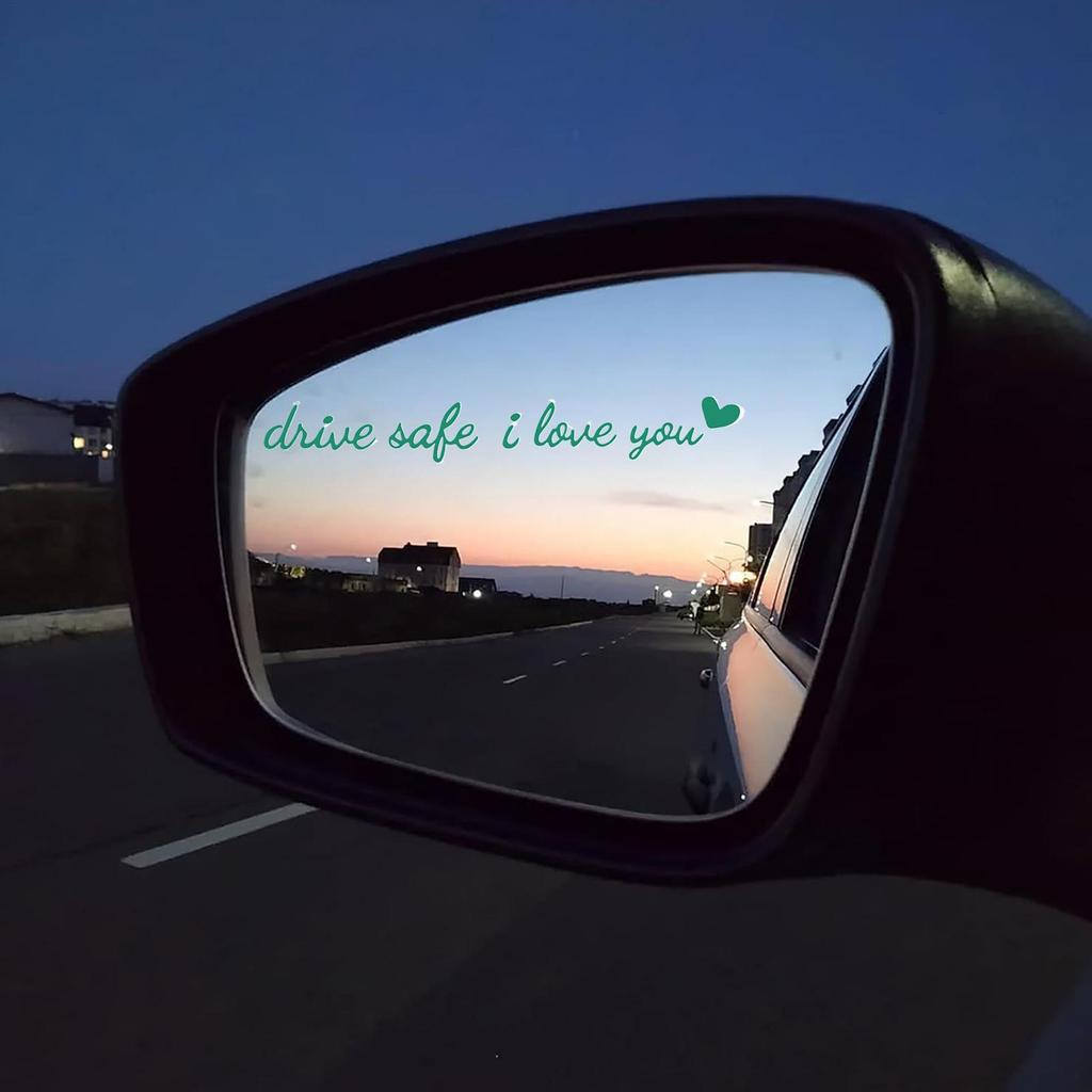 Rear View Mirror Sticker Drive Safe I Love You Car Mirror Sticker Waterproof Interior Decor For Automotive Vehicle Dashboard