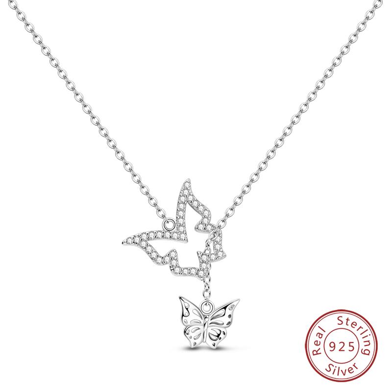 925 Silver Luminous Firefly Heart Shaped Zircon Pendant Necklace For Women Fashion Anniversary Birthday Jewelry Gifts