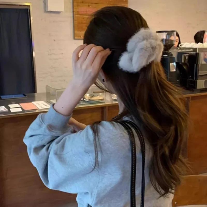 Autumn Winter High-quality Faux Mink Fur Pleated Large Intestine Hair Band Versatile and Elegant with Soft and Fluffy Hair Tie