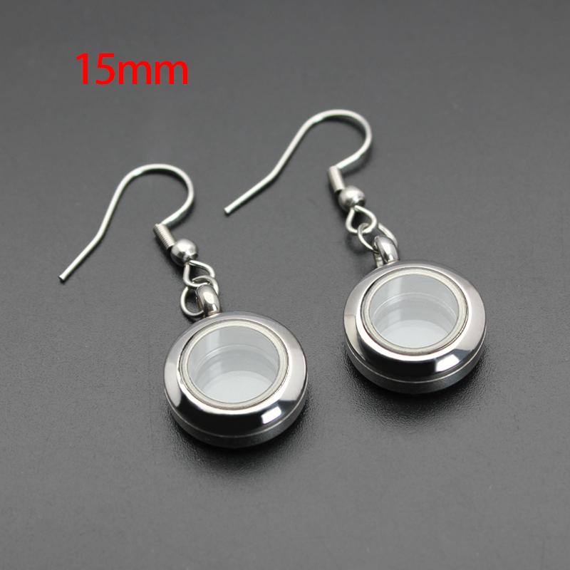 6Pairs 15mm/17mm Stainless Steel Earrings Floating Charms Locket Eardrop Glass Living Memory Earrings For Women Jewelry Making