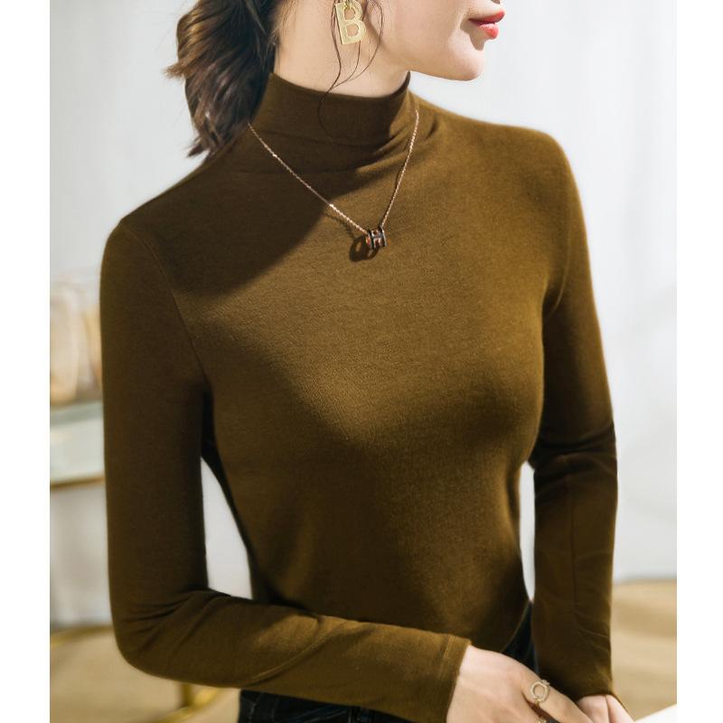 Autumn and Winter Women's Bottoming Shirt Half-high Neck Bottoming Shirt Inside Knitted Long-sleeved Top Blouse