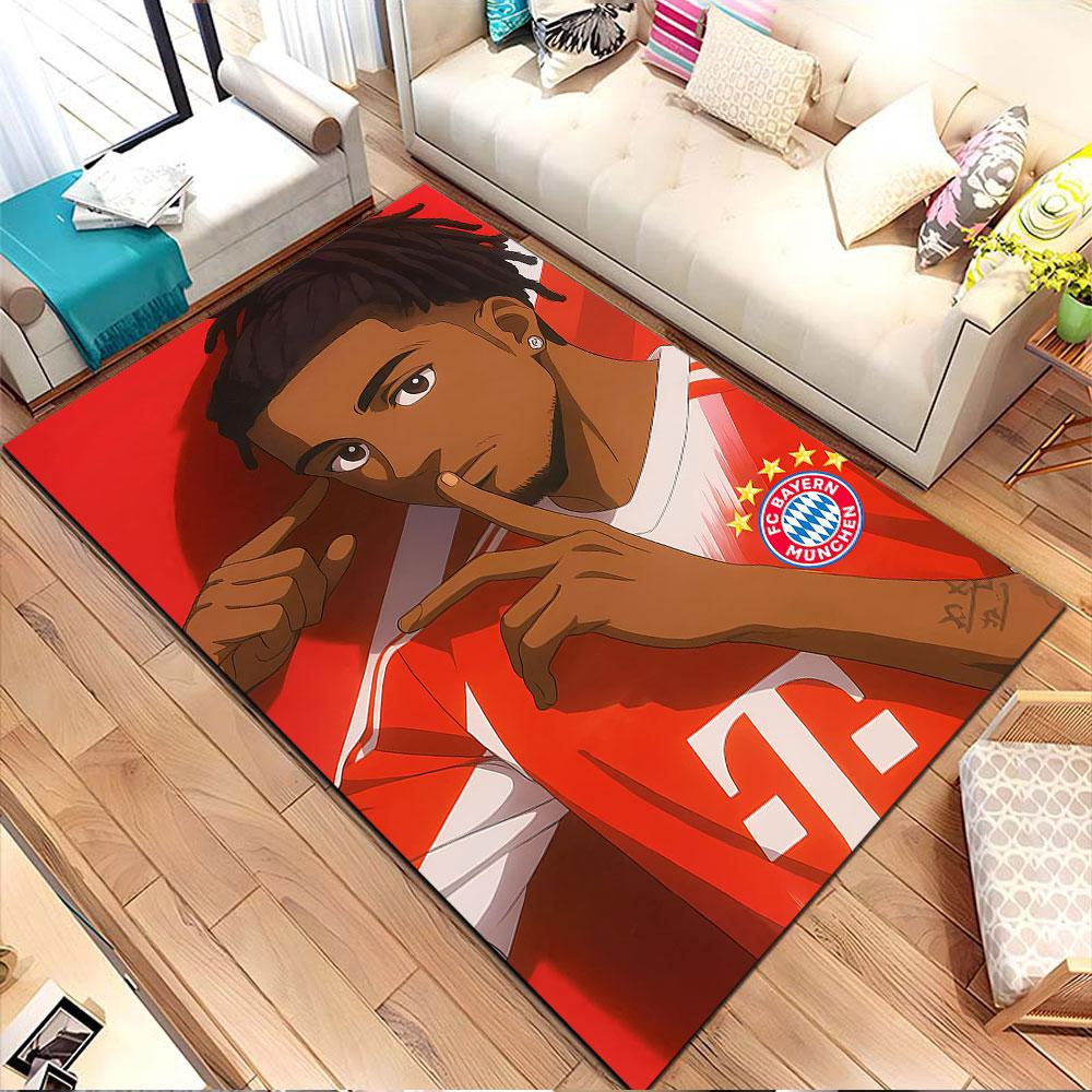 "Anime-Style Soccer Player Illustration" Patterned Carpet, Non Slip Mat Suitable for Living Room and Bedroom Sofas