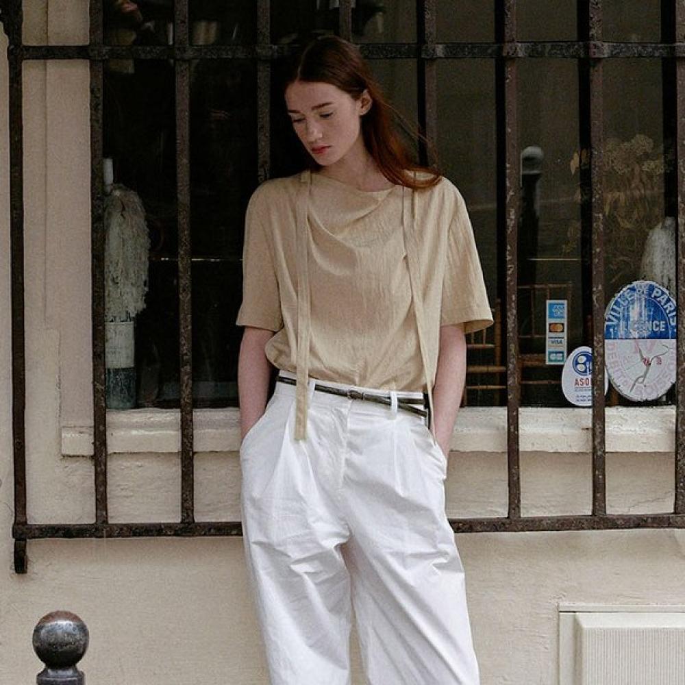 

On On Drapeneck Tie Blouse New5mb307 WHITE/55