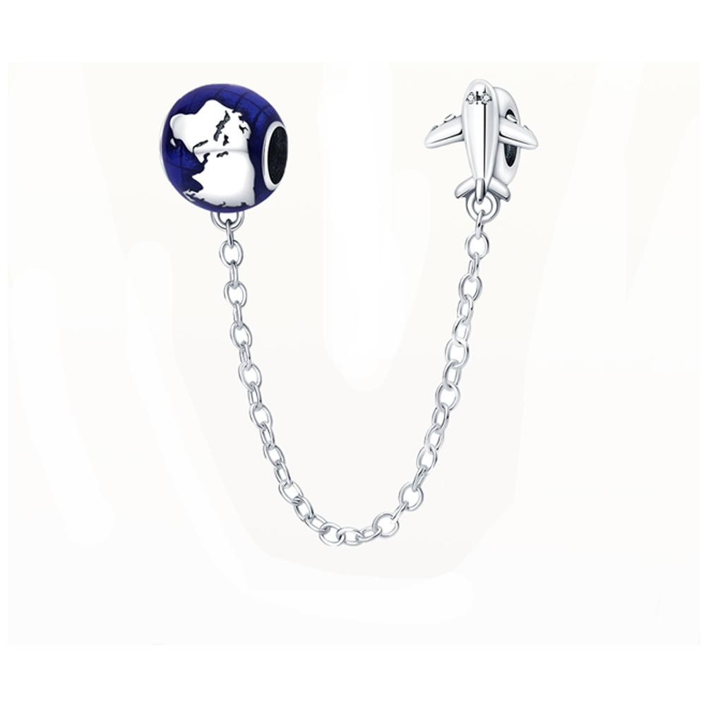 Beads Travel Dream Cute Musical Globe Safety Chain Charms Plata Fit 928 Charms Bracelet Beads Jewelry Gifts for Women