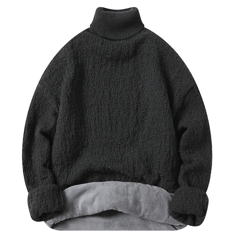 Korean Style Men s High-Neck Plush Sweater - Winter Warm Knitwear M