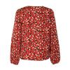 Wiosna i Jesień Damski Drukowany Temperament Elegancki Top z Długim Rękawem Czerwona Bluzka Koszula