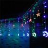 LED Window Curtain String Light Fairy Lights Moon Star String Light Battery USB Powered for Indoor Bedroom Outdoor Party