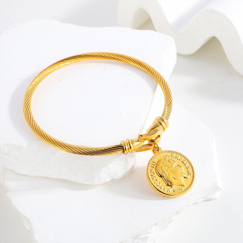 Europäisches und Amerikanisches Mode-Münz-Kupferblech-Mädchen-High-End-Leichtluxus-Nischen-Armband