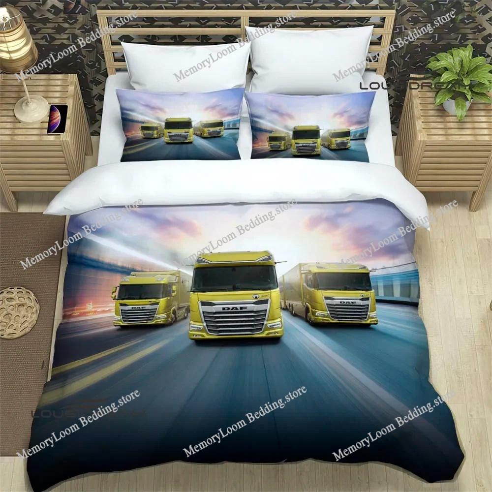 Set Biancheria da Letto Stampata Retrò Camion DAF 3D Set di Biancheria da Letto Raffinato Copripiumino Set Copripiumino Set Biancheria da Letto Lusso Regalo di Compleanno