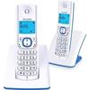 Cordless Phone - ALCATEL - F530 Duo - 2 Handsets, Call Blocking, Hands-free, 2 Direct Memories, White/Blue